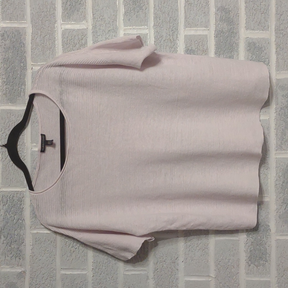 Eileen Fisher 100% Organic Linen Ceramic Pink Bateau Gauzy Blouse Size Medium